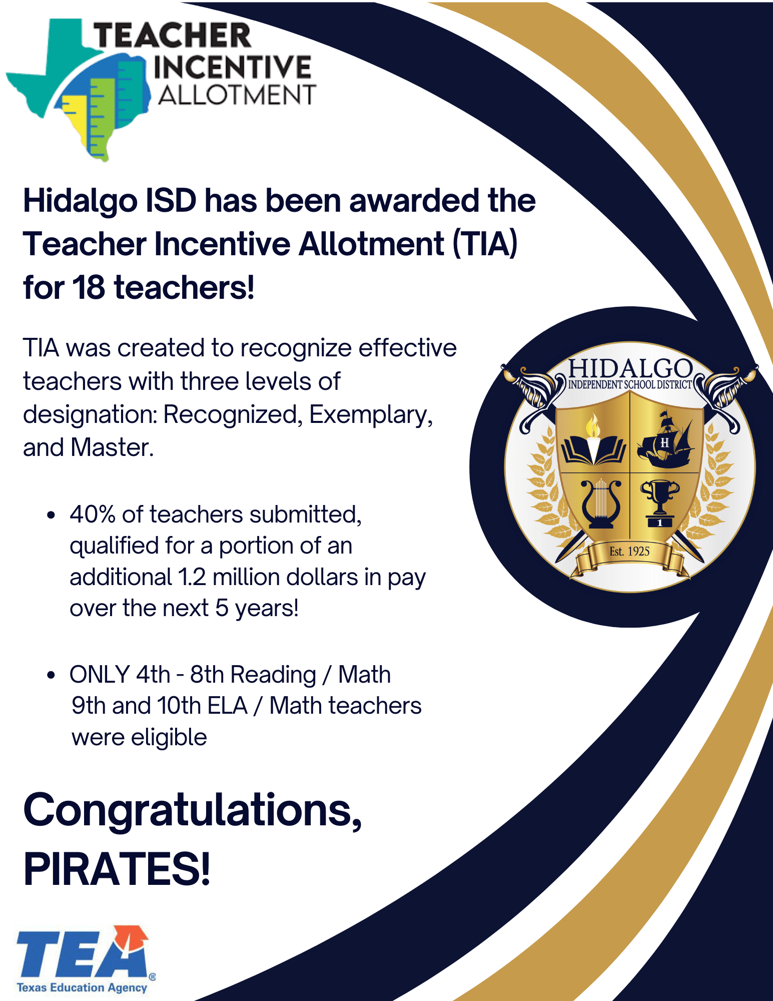 Hidalgo ISD Awarded Teacher Incentive Allotment! Hidalgo Independent