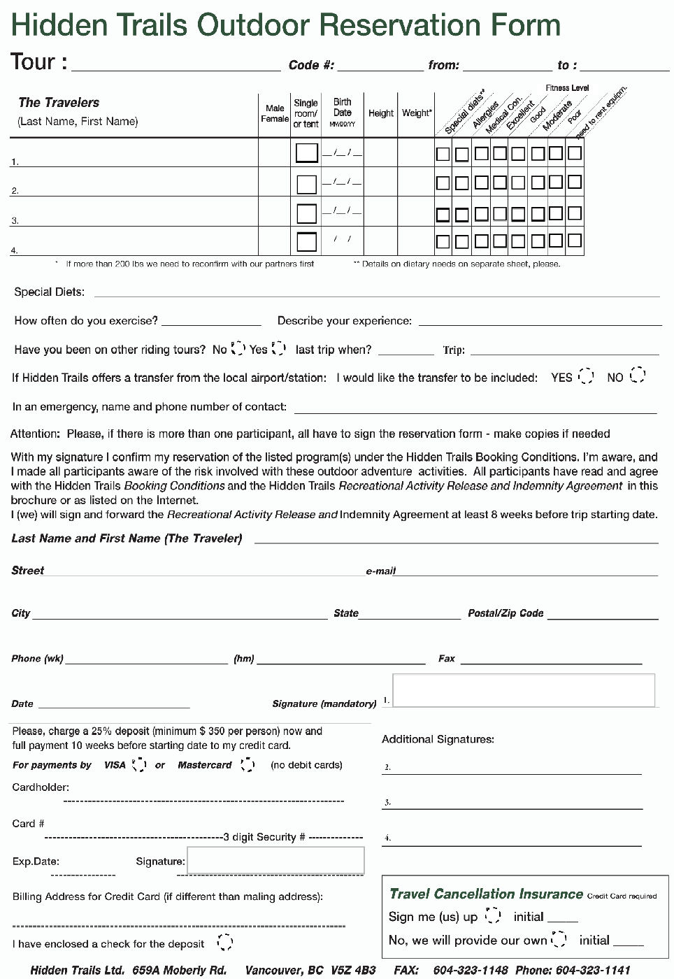 Reservation Form 2