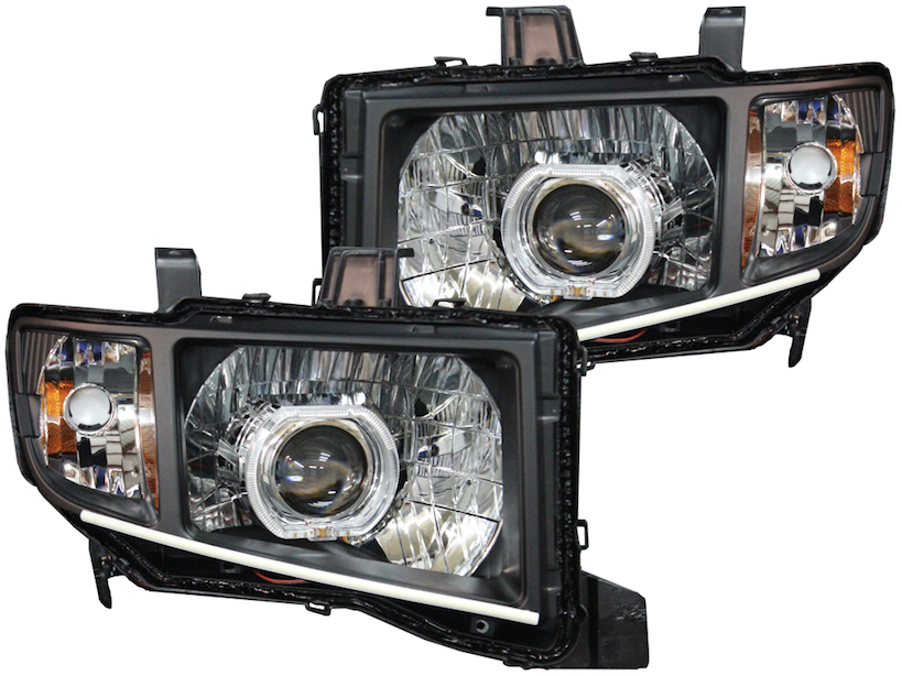 0614 Honda Ridgeline LED Switchback Halo Strips Projector Headlights