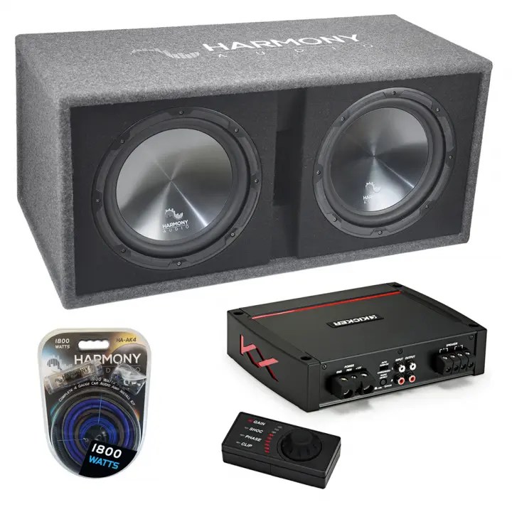 Harmony HARD12 Car Audio 1200W Loaded Dual 12" Sub Box & Kicker