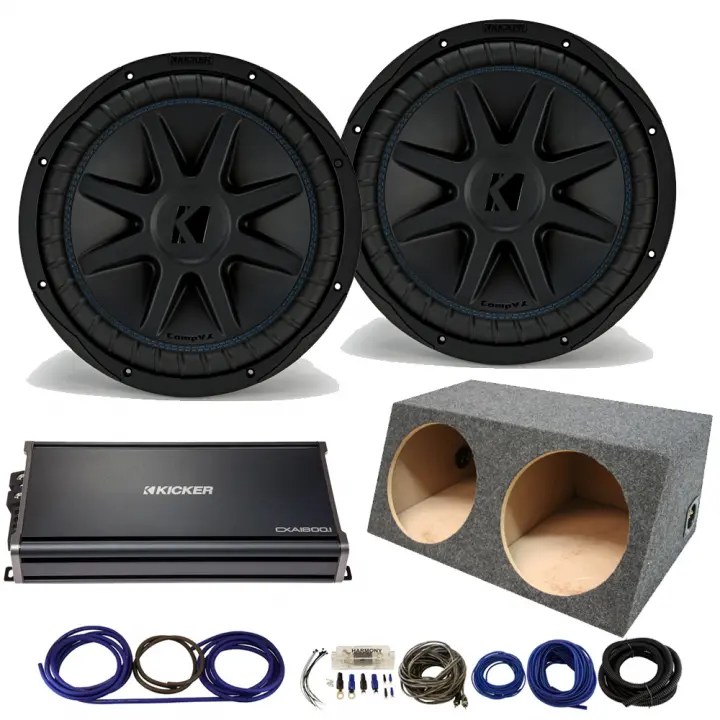 Kicker 44CVX122 CompVX Subwoofers with 43CXA18001 Amplifier & Sealed