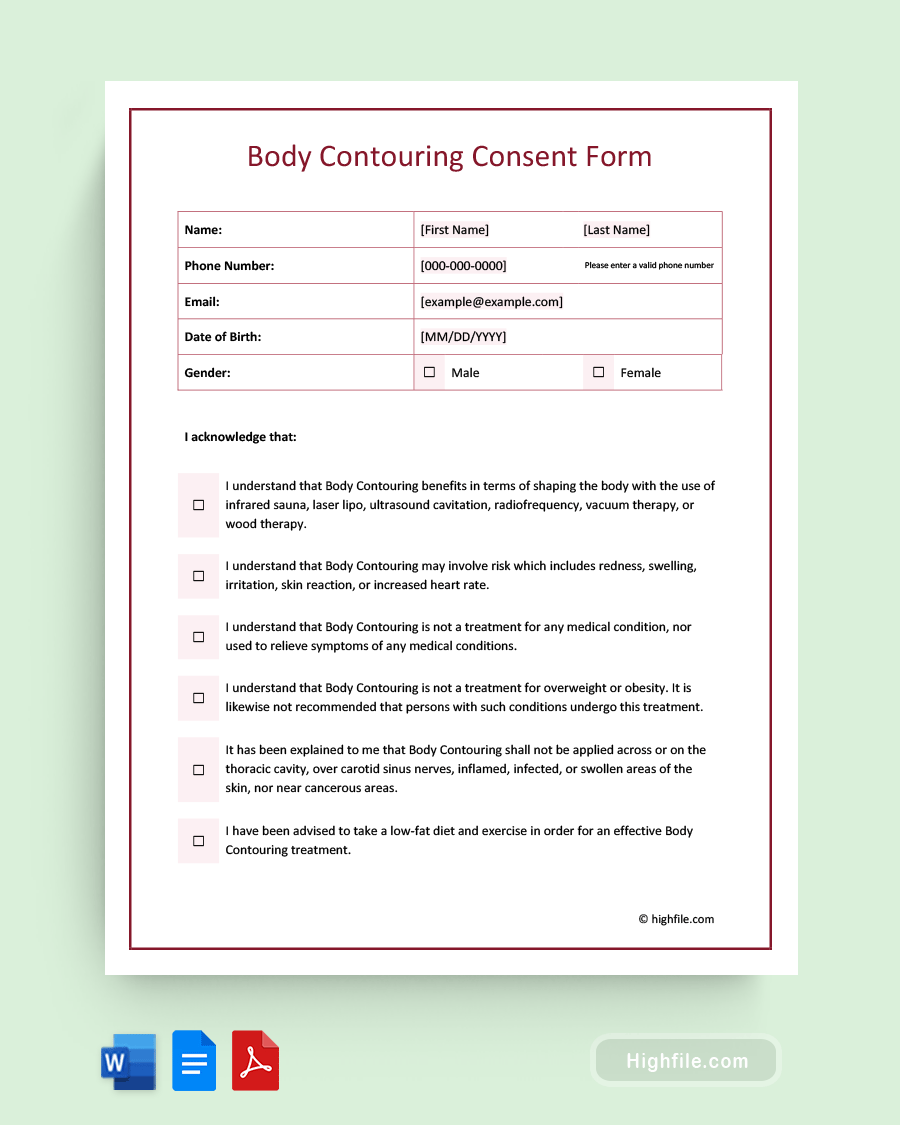 Body Contouring Consent Form Template Word PDF Google Docs