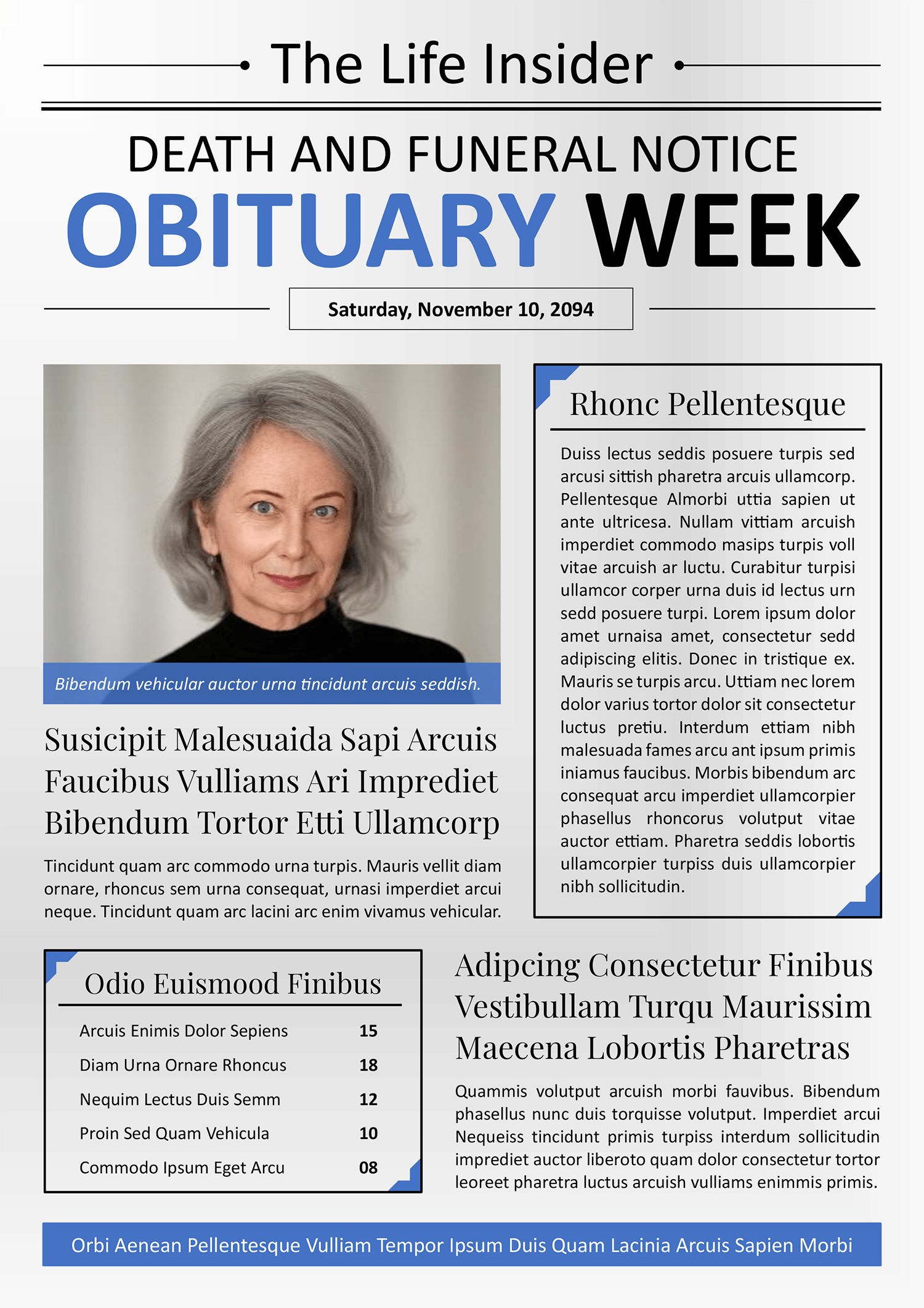 Minimal Funeral Program Newspaper Template Word Google Docs Highfile