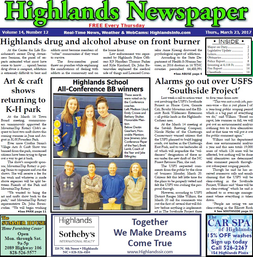 Highlands Newspaper Highlands NC