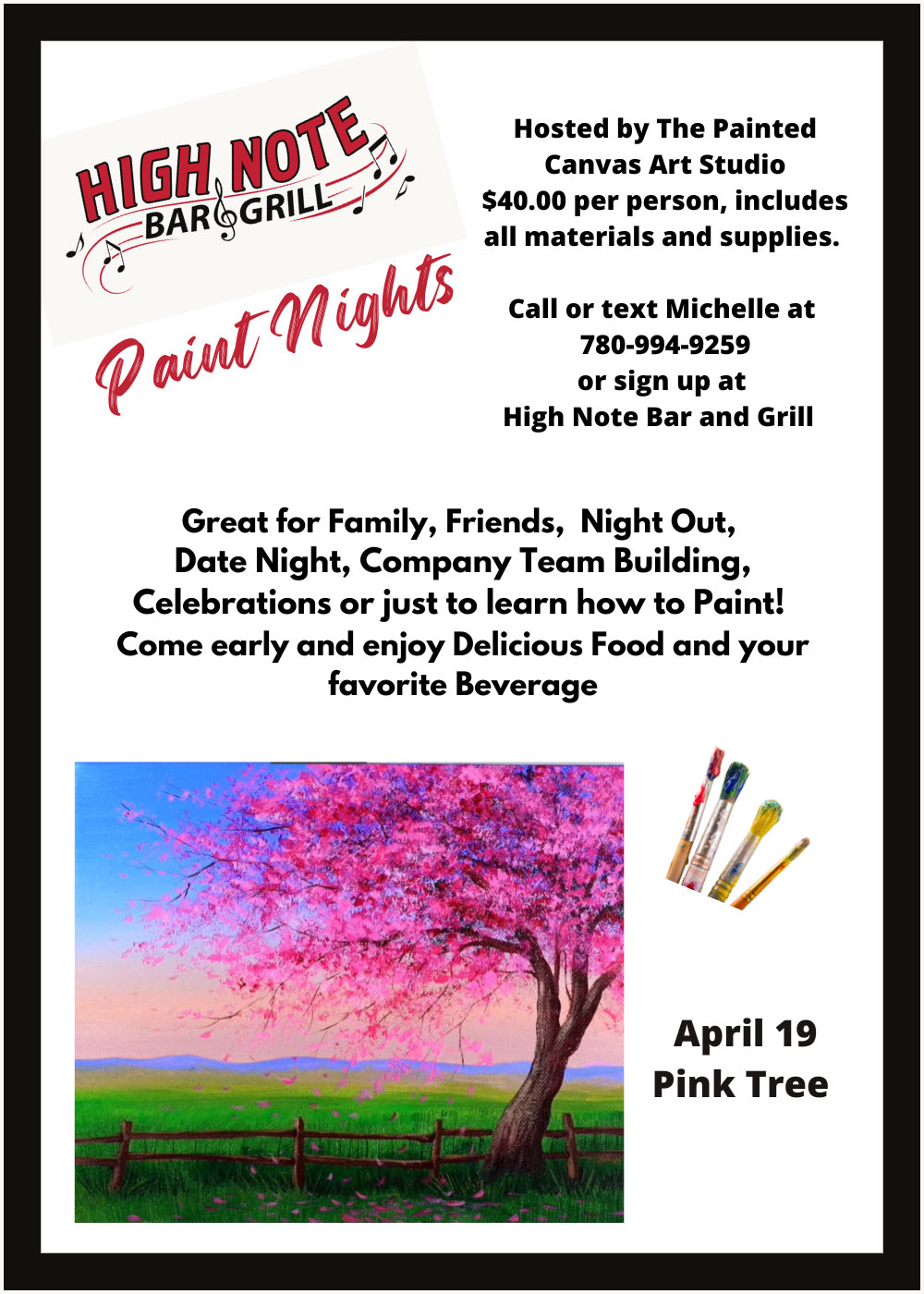 High Note Bar & Grill Paint Night (Pink Tree)