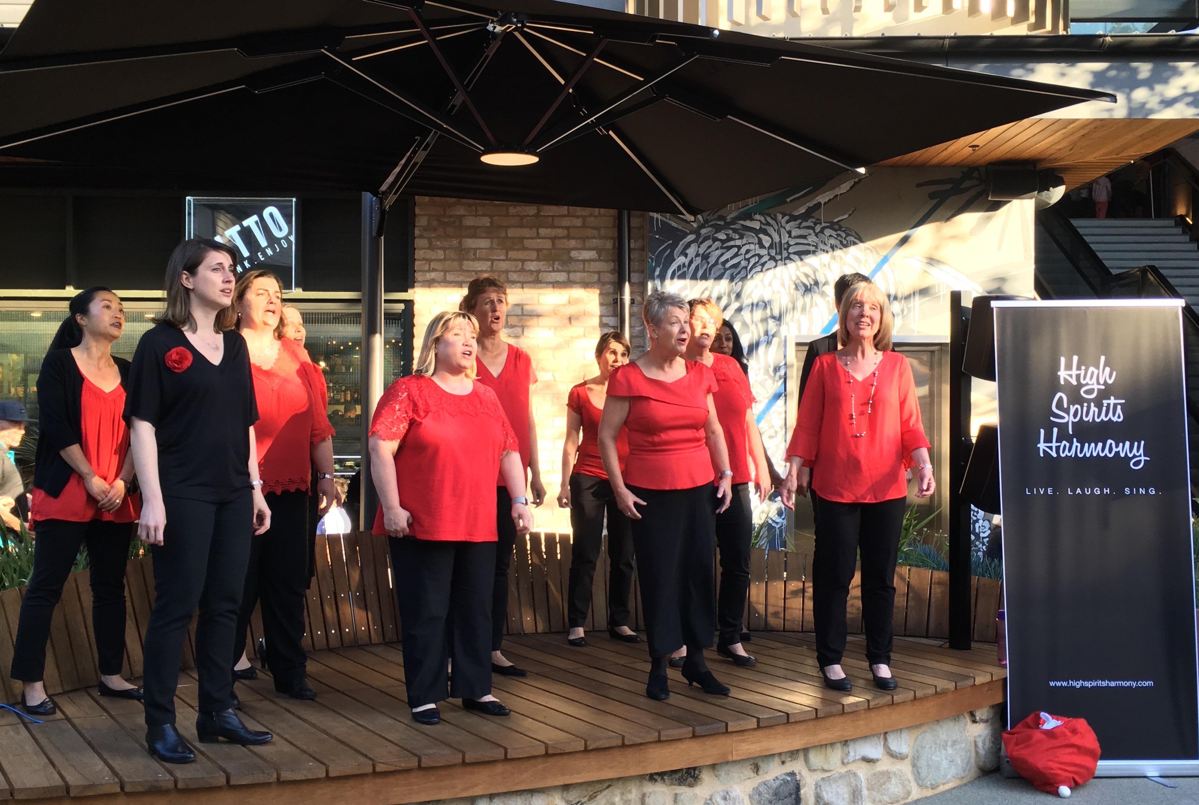 High Spirits Harmony Tea Tree Plaza Christmas singing 13/12/18, 20/12