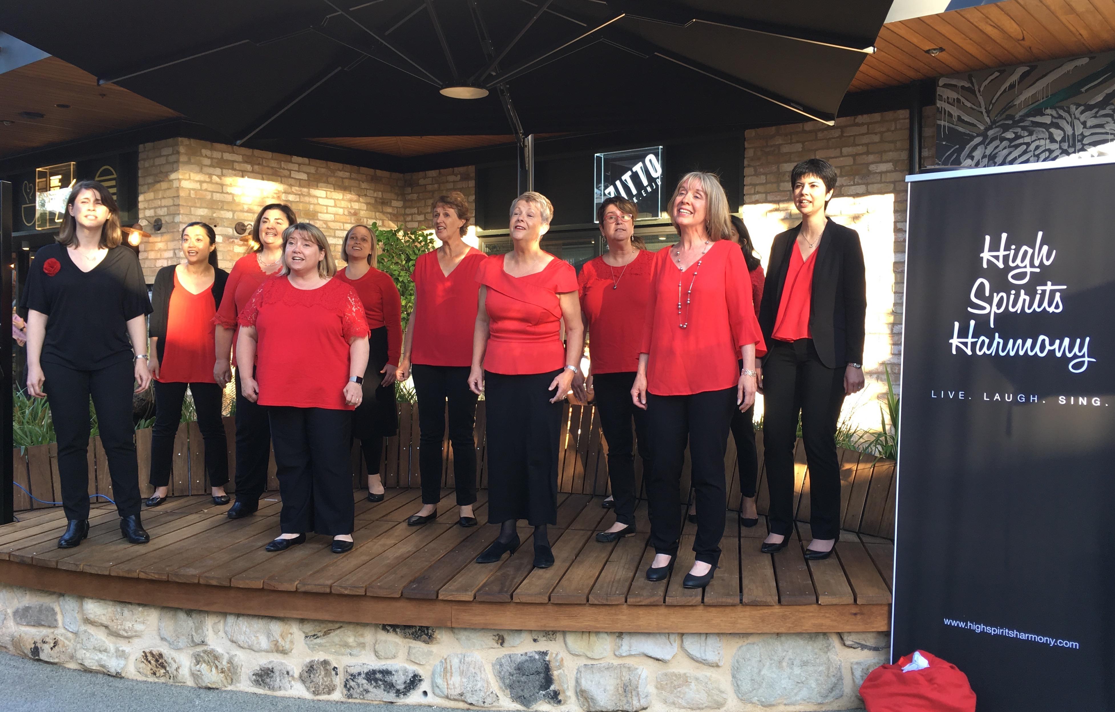High Spirits Harmony Tea Tree Plaza Christmas singing 13/12/18, 20/12