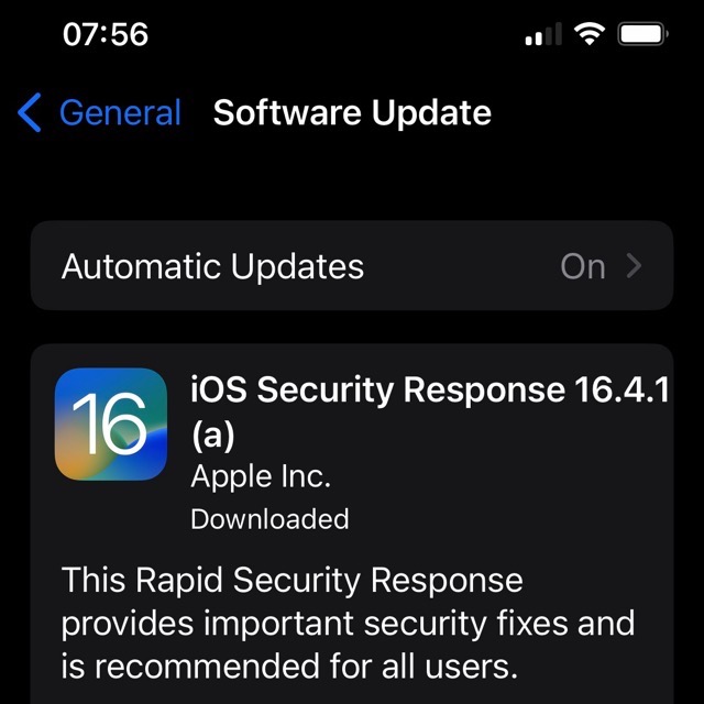 iOS Rapid Update 16.4.1