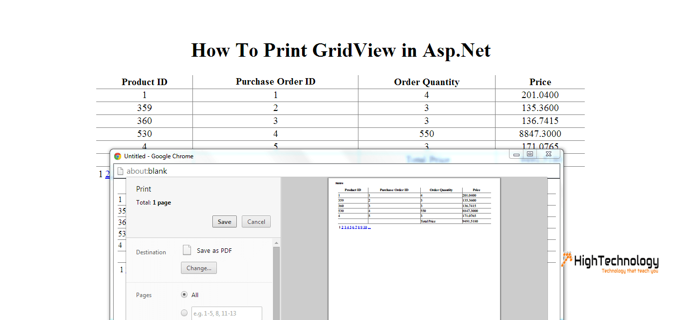 How To Print GridView in