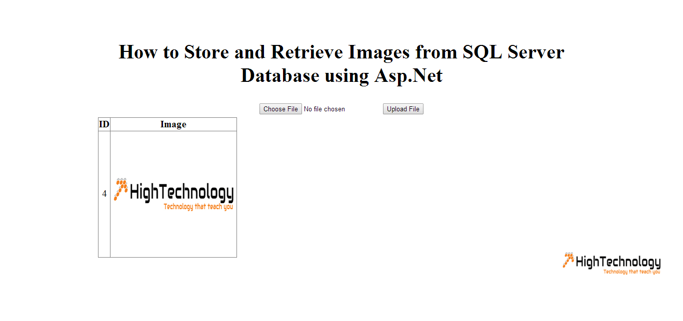 How to Store and Retrieve Images from SQL Server Database using