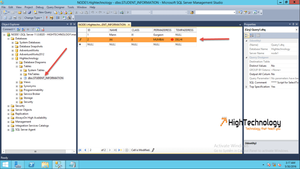 SQL Update Statement HighTechnology