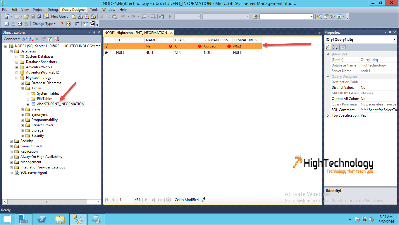 SQL Insert Statement HighTechnology