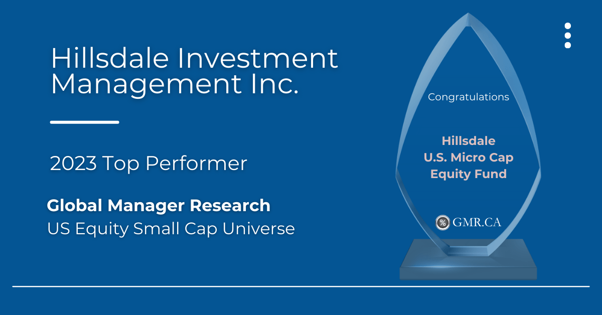 Hillsdale Named 2023 Top Performer by Global Manager Research Hillsdale Investment Management Inc.