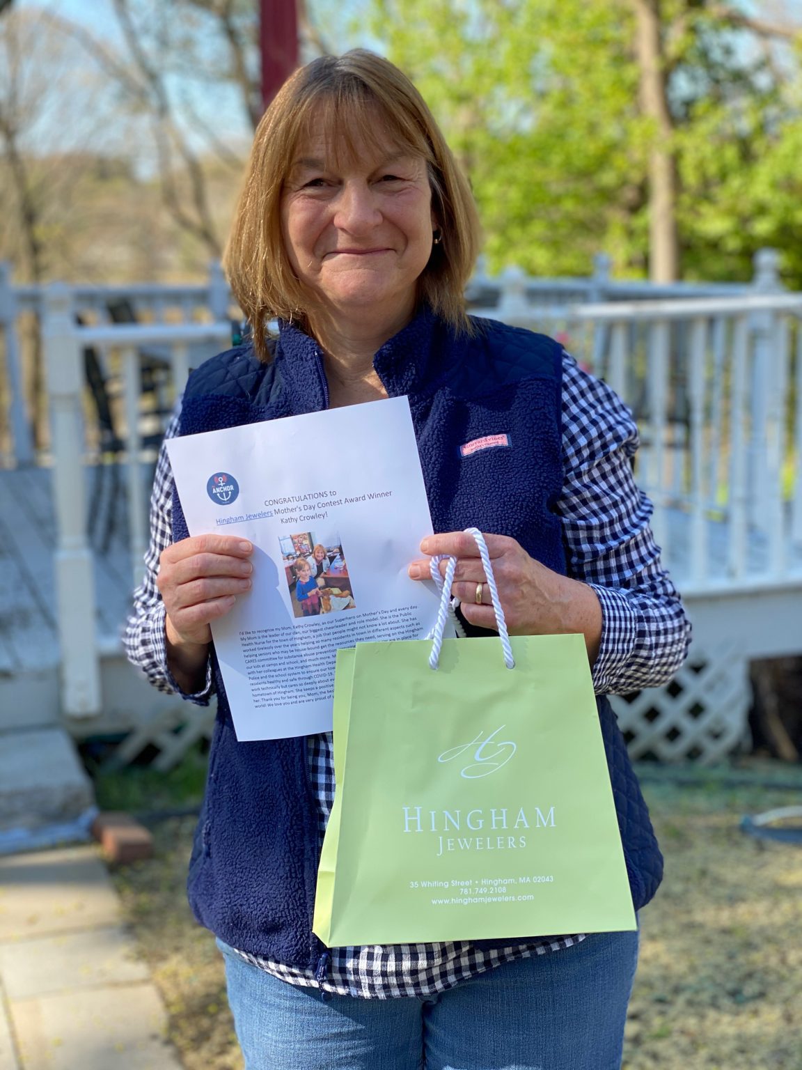 Hingham Jewelers Mother's Day Contest Winner Day 3, Kathy Crowley, RN
