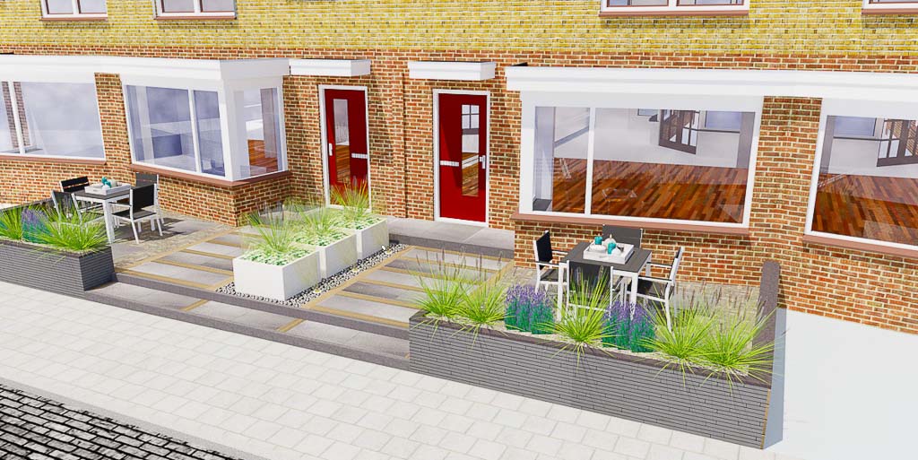 Tuinontwerp Voortuin Gespiegeld