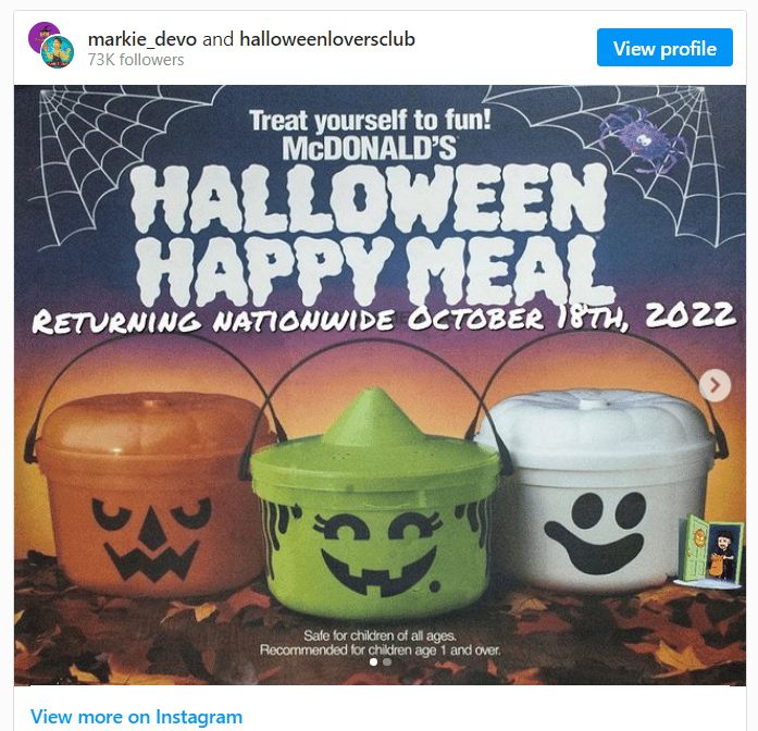 Happy Meal Buckets for Halloween at McDonald's are coming back in 2022