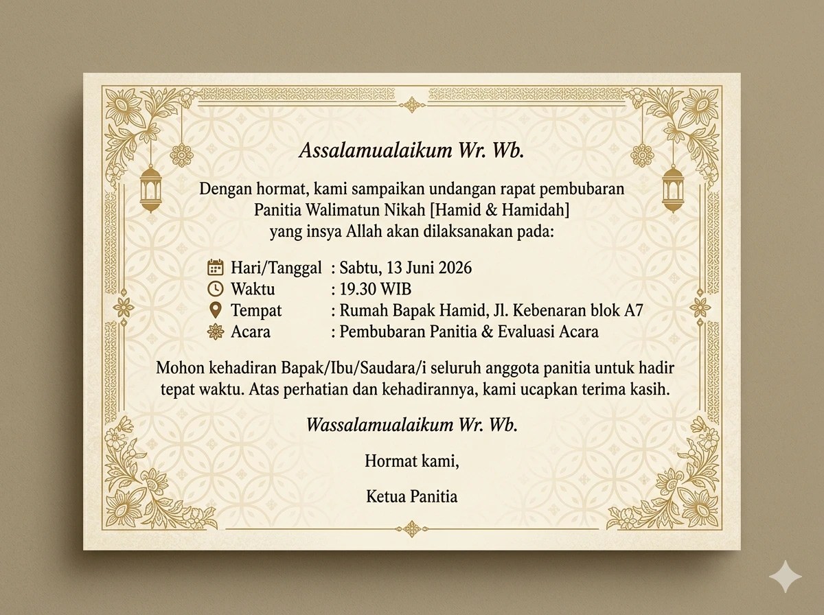 5 Contoh Undangan Pembubaran Panitia untuk Berbagai Acara, Tinggal Pakai