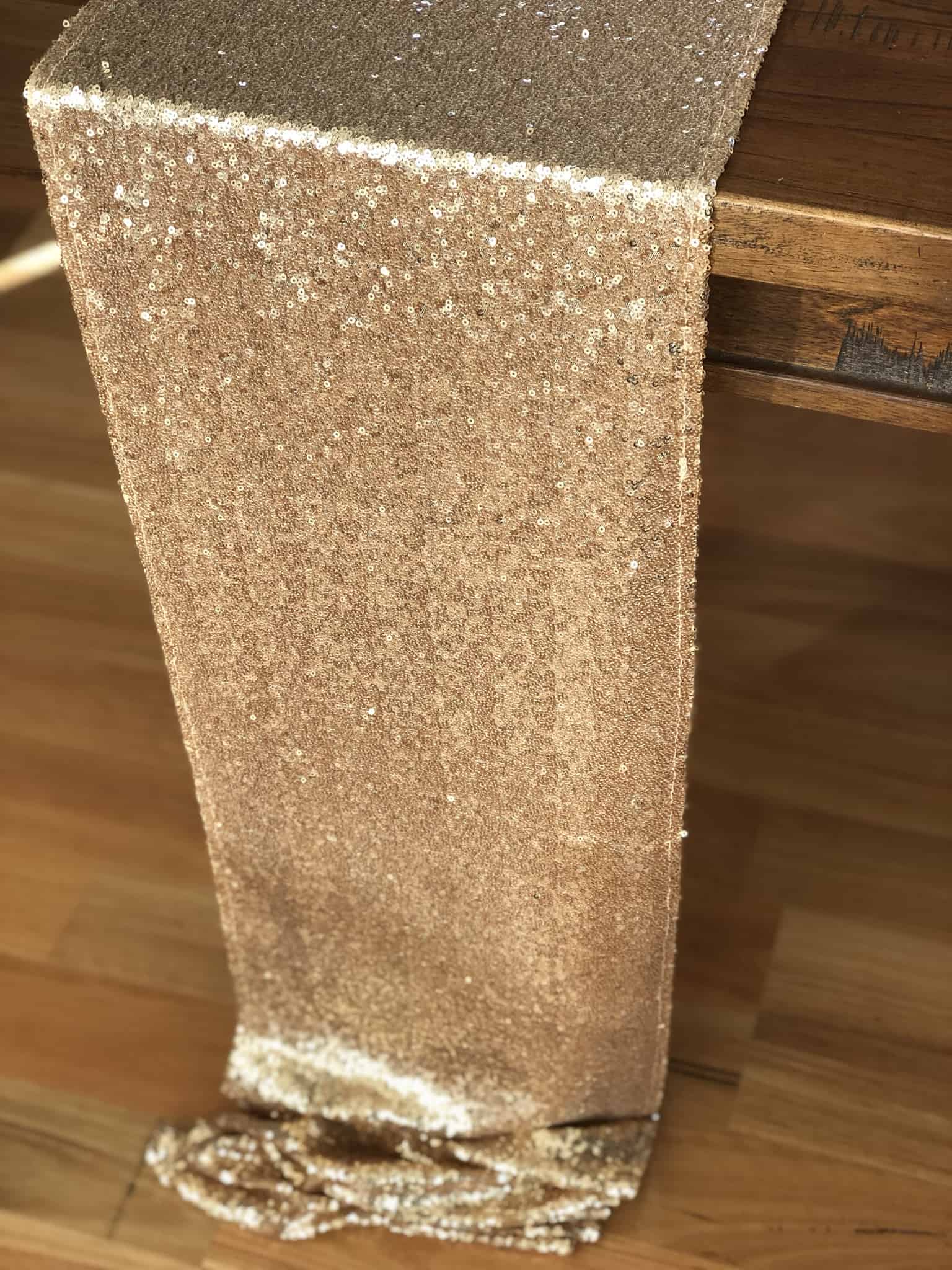 Fabric Table runner, gold sequin HIRED STYLE