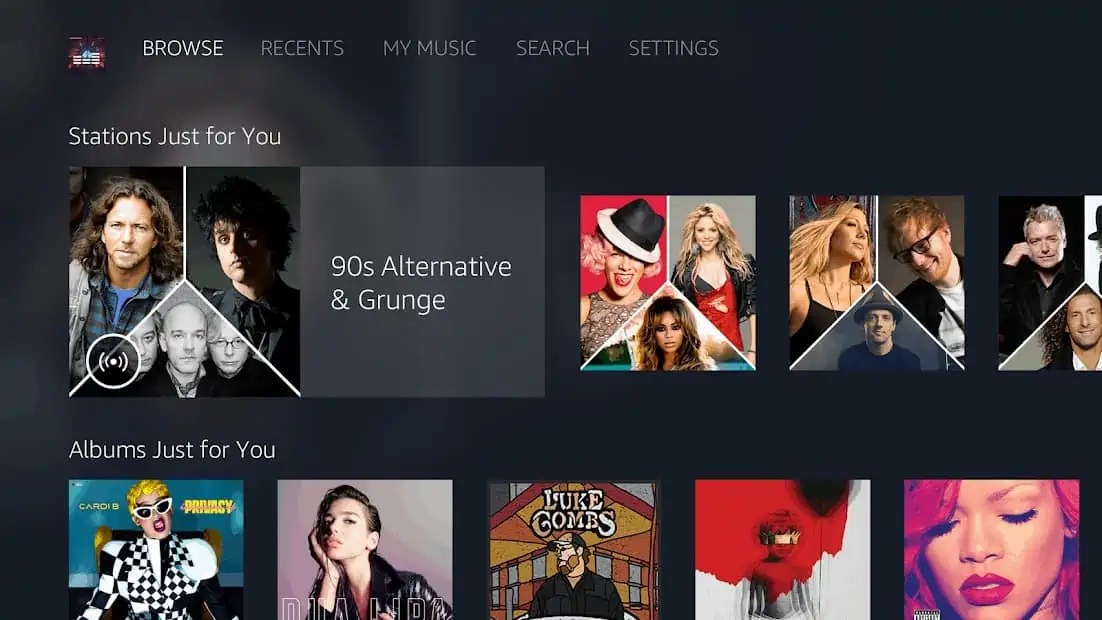 Amazon Music app for Android TV High Resolution Audio