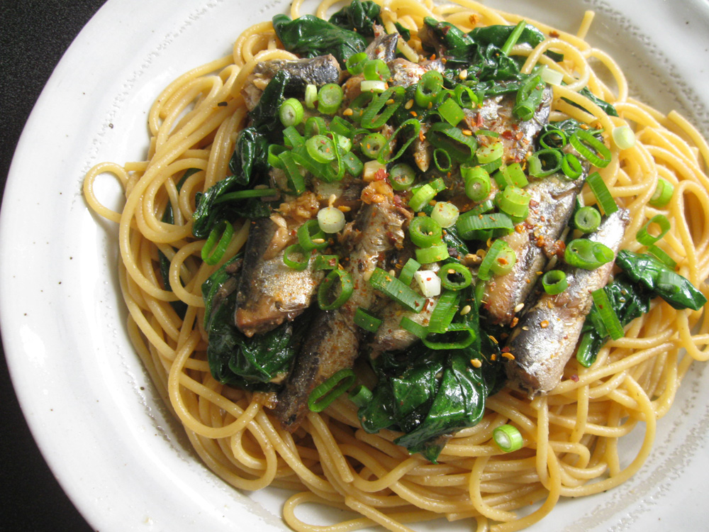 Garlic Chilli Sardine Spaghetti Hiroko's Recipes