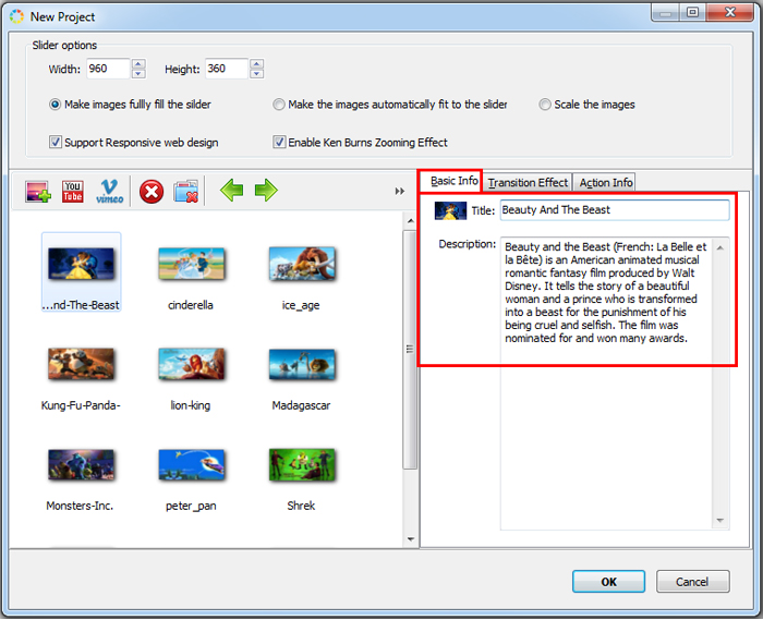 How can I add text label to a jQuery css image slider with Hi Slider?