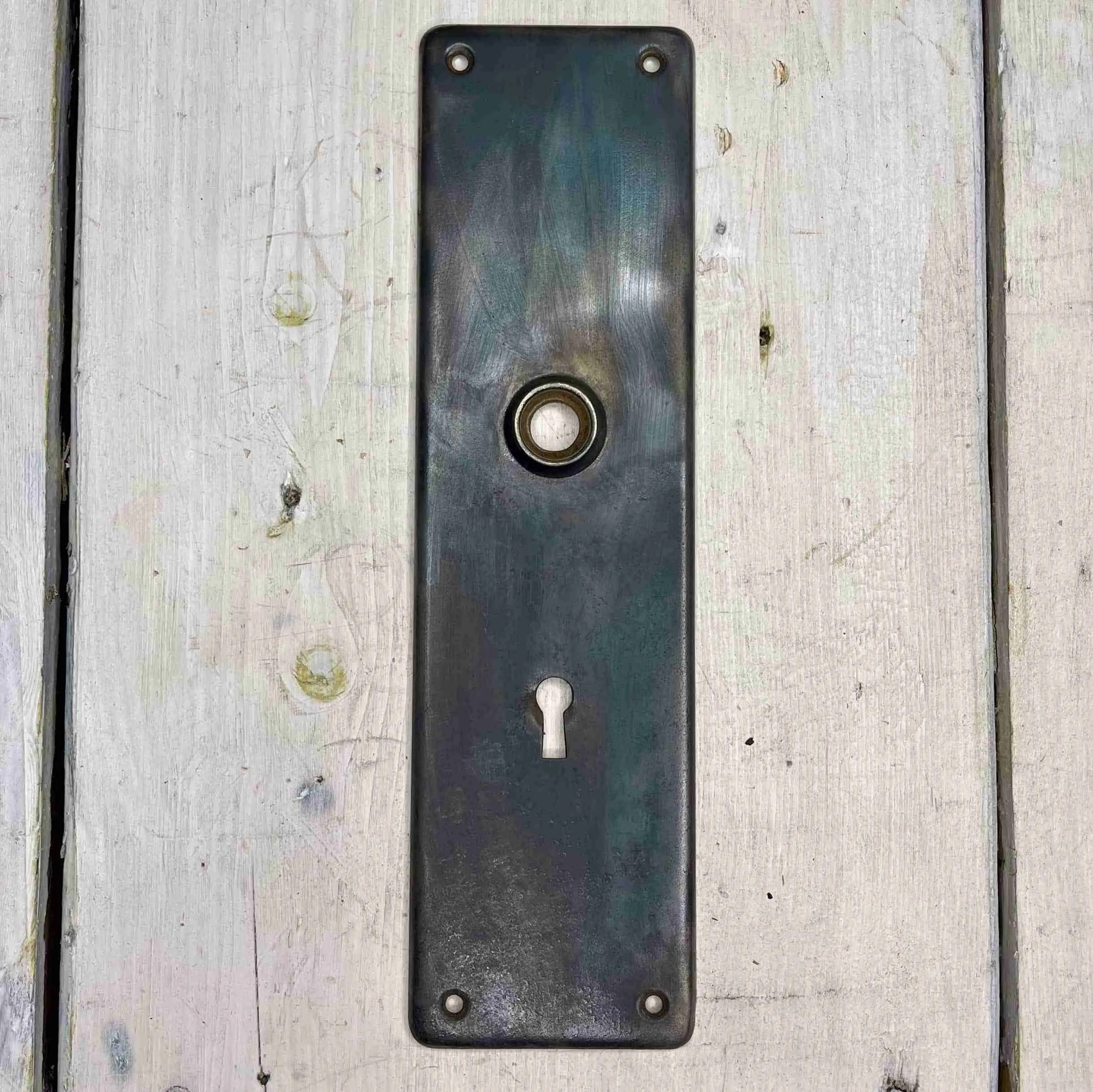 Antique Steel Entry Backplate Historic House Salvage