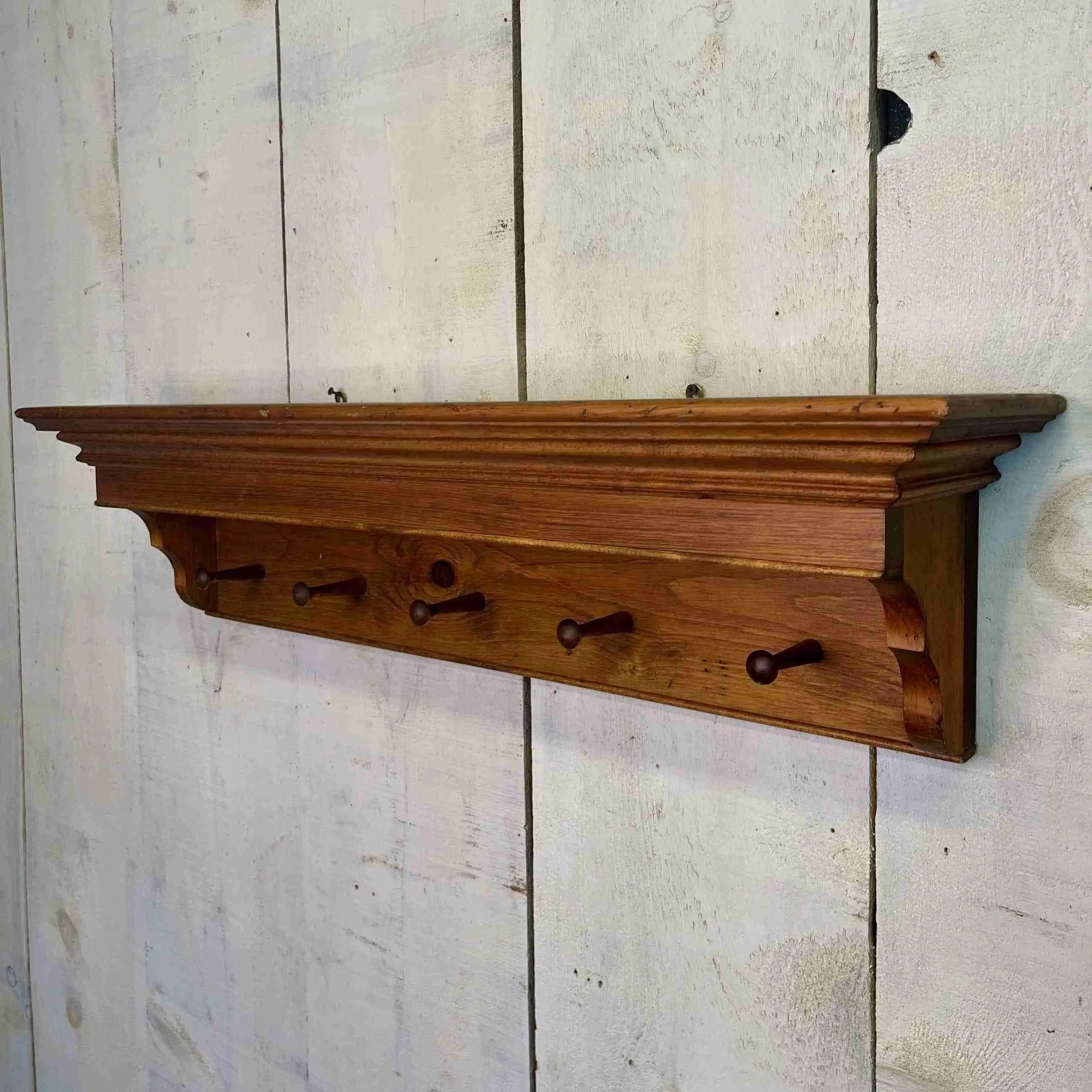 Pine Coat Rack and Shelf Historic House Salvage