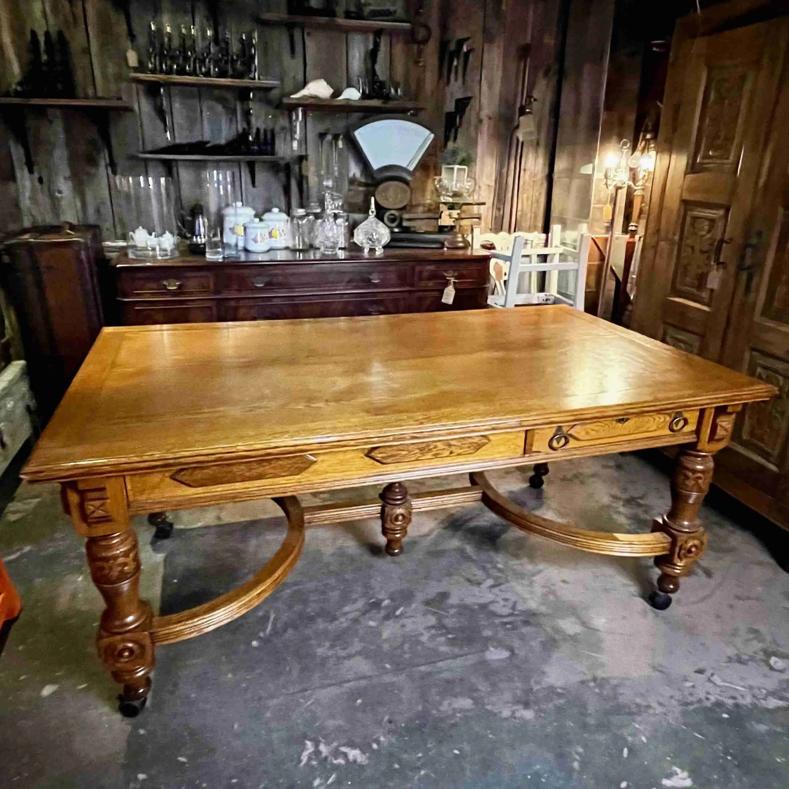 Antique Oak Library Table Historic House Salvage