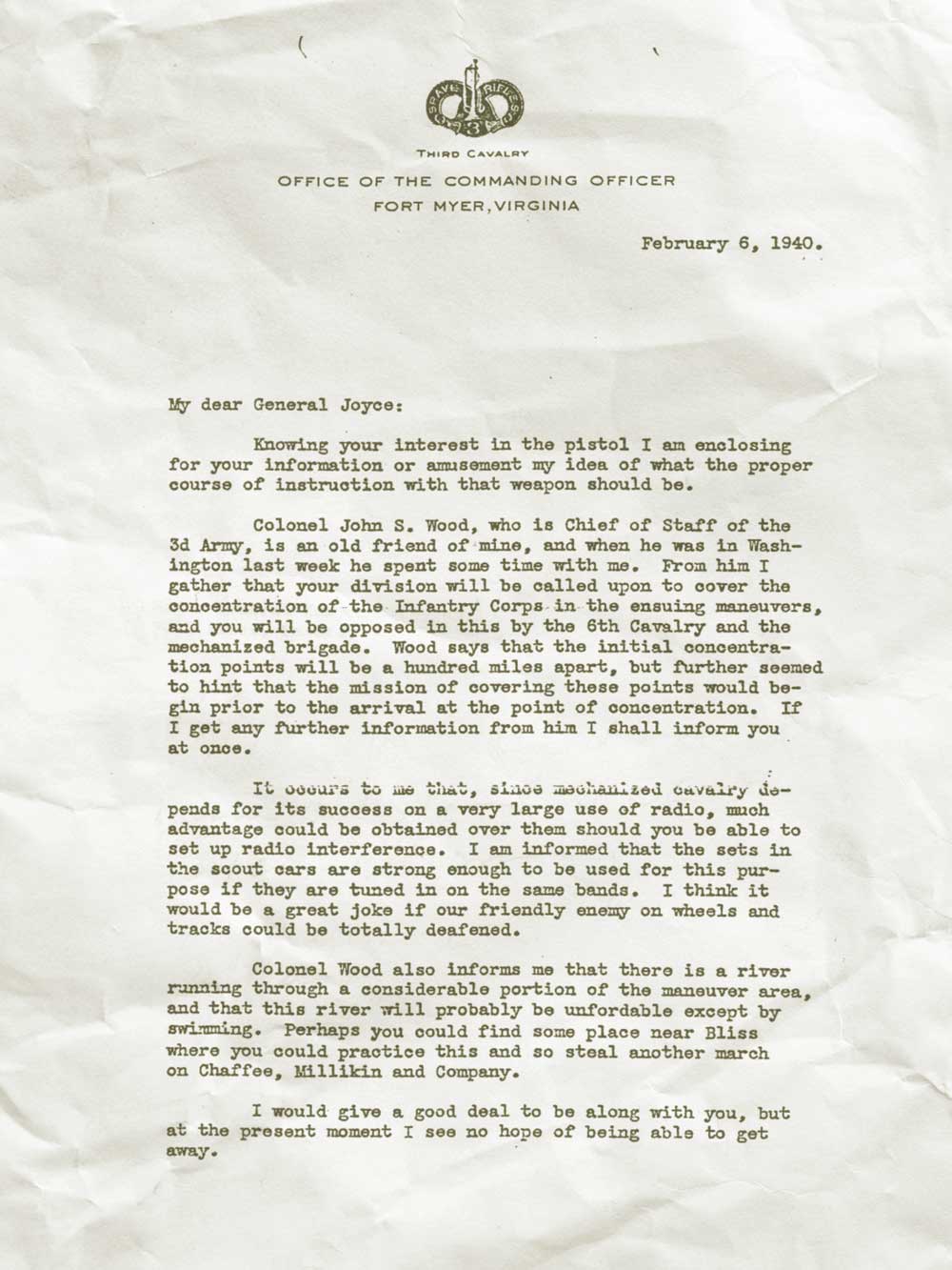 Patton's Letter to General Joyce