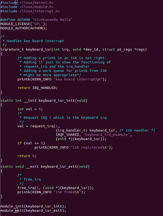 Interrupt Service Routine Keyboard Interrupt Example Hitch Hiker's
