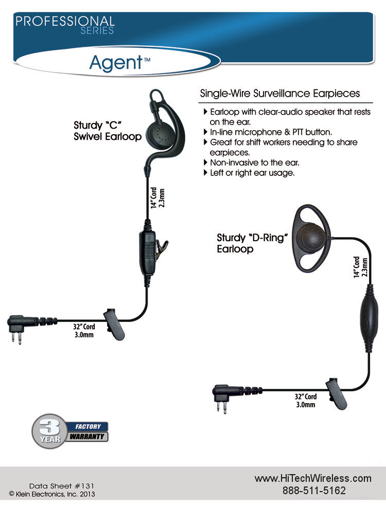 Agent SingleWire Surveillance Earpiece from HiTech