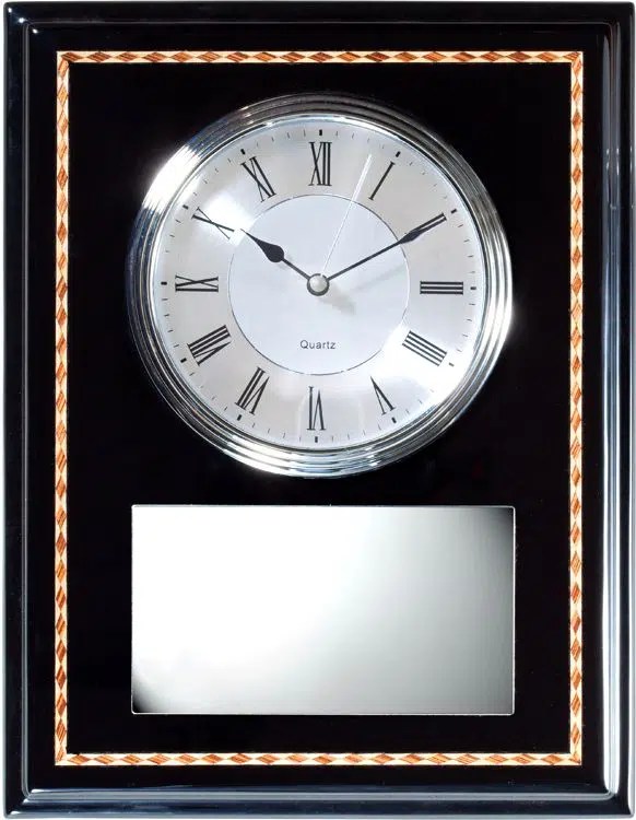 Black & Silver Wall Clock Q096 Free Engraving & Shipping