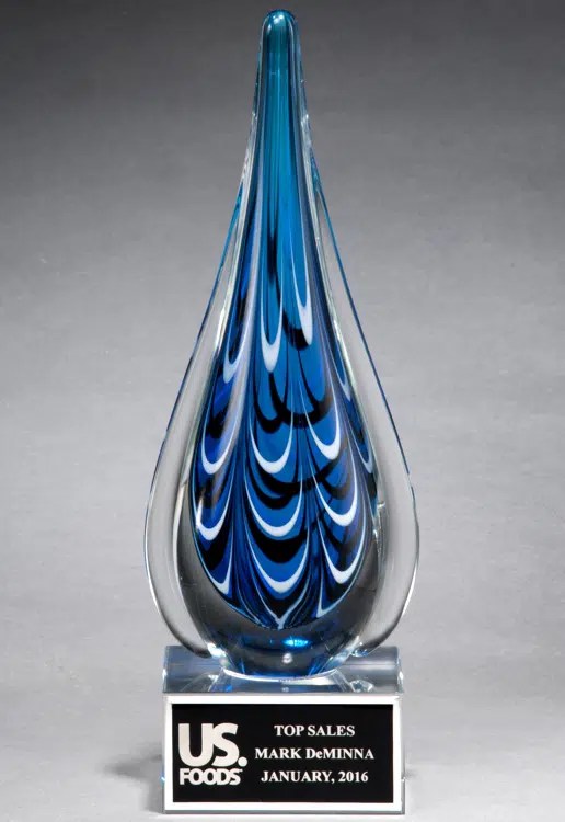 Blue & Black Glass Teardrop 2220 with Free Engraving