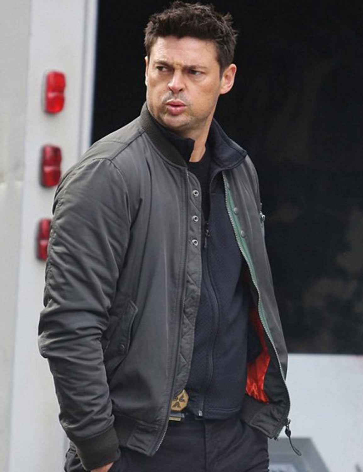 Detective John Kennex Jacket Karl Urban Satin Bomber Jacket