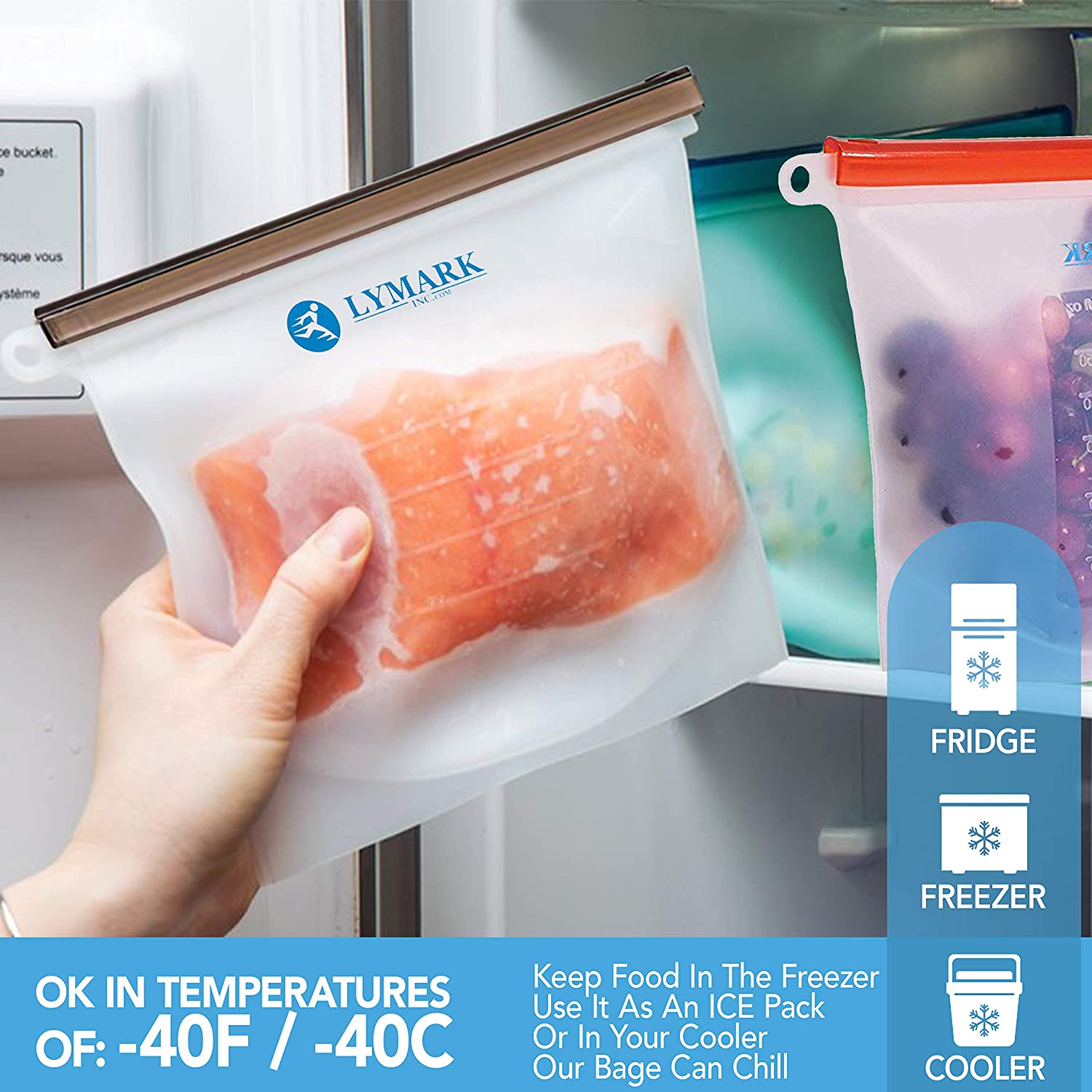 Buy Reusable, Leak Proof Silicone Food Storage Bags with Mesh Produce