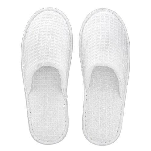 Buy Disposable Waffle Closed Toe White Spa Slippers One Size Fits Most