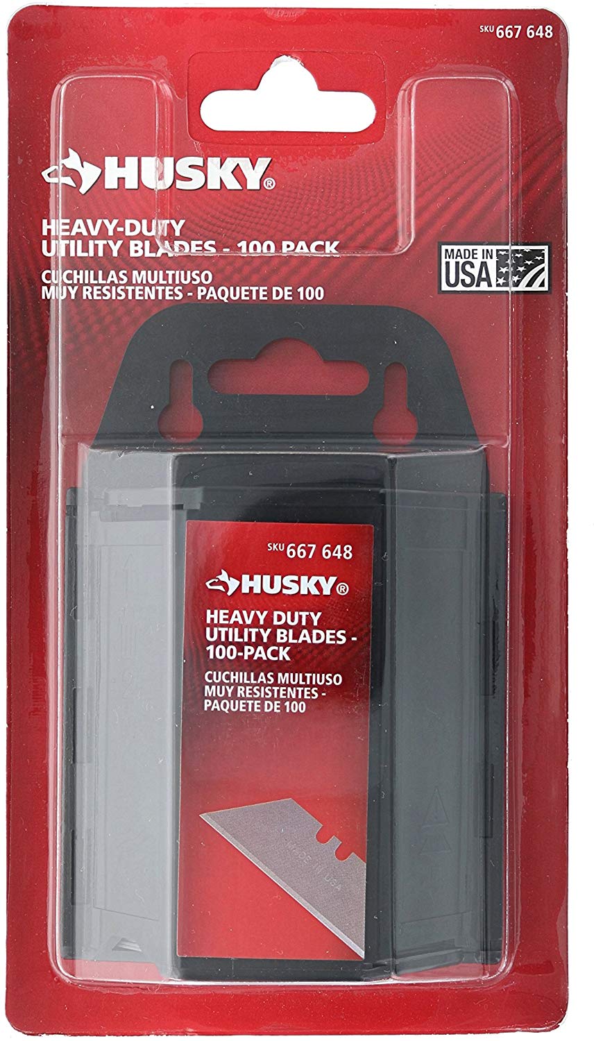 Husky Heavy Duty .024” Carbon Steel Utility Blade (100 Pack) H&J