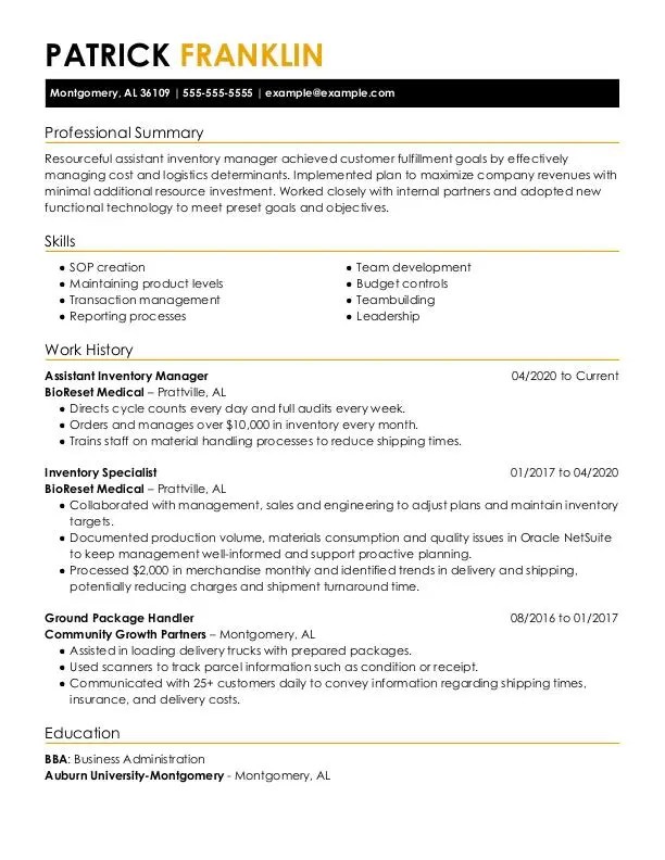 Inventory Manager Free Resume Templates + HowTo Guide
