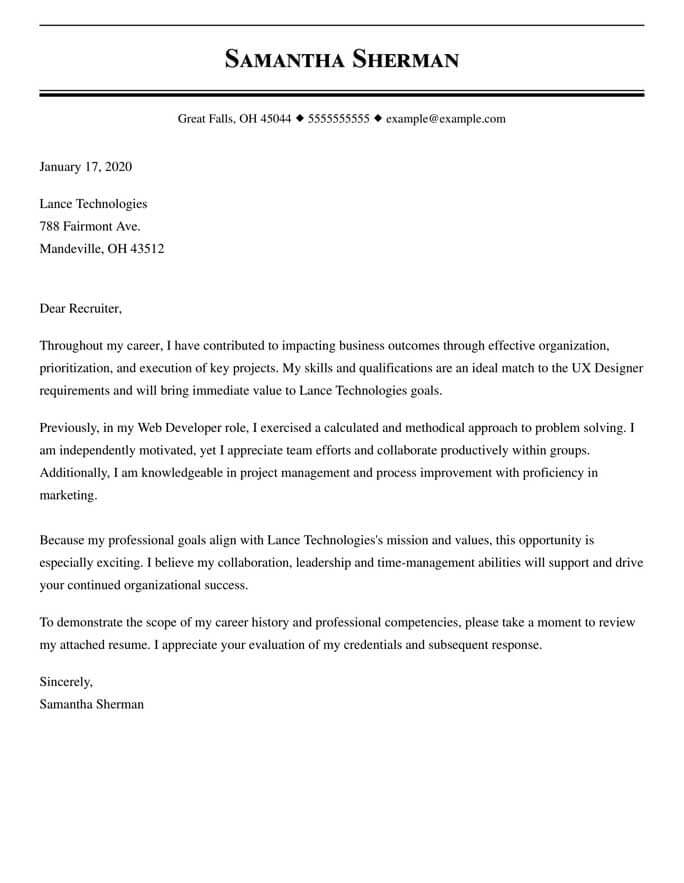 Creative Industry Cover Letter Examples and Writing Tips
