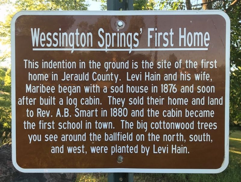 Wessington Springs' First Home Historical Marker