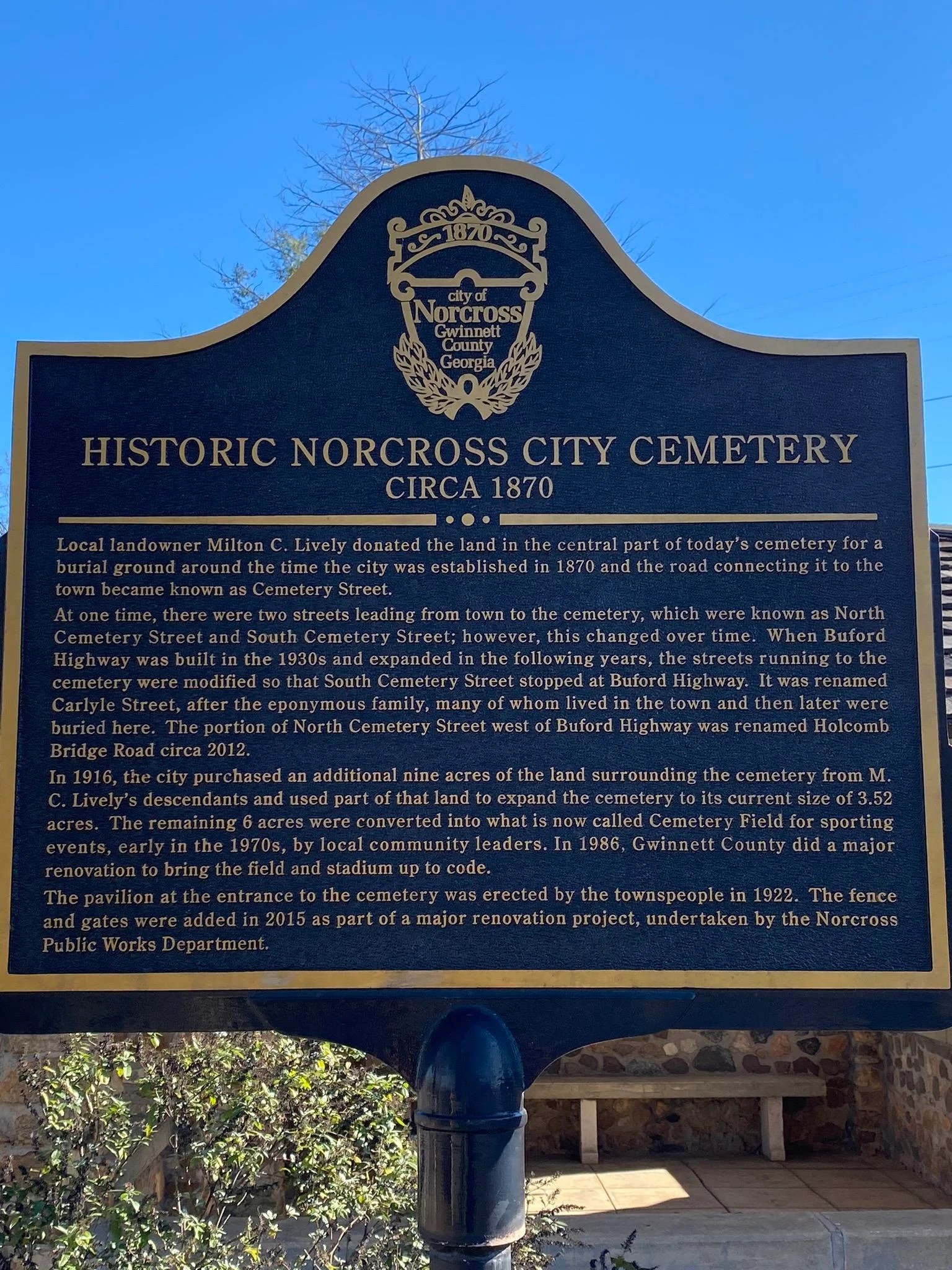 Photo Historic Norcross City Cemetery Marker
