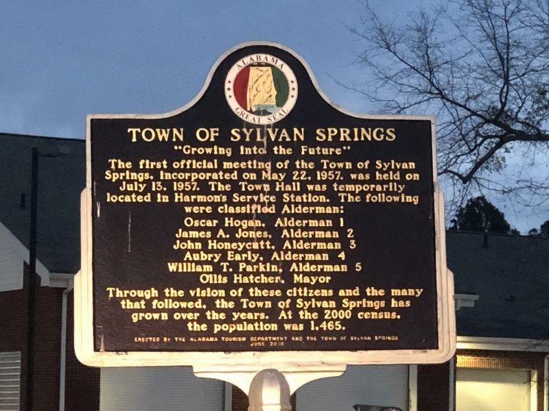 Town of Sylvan Springs Historical Marker