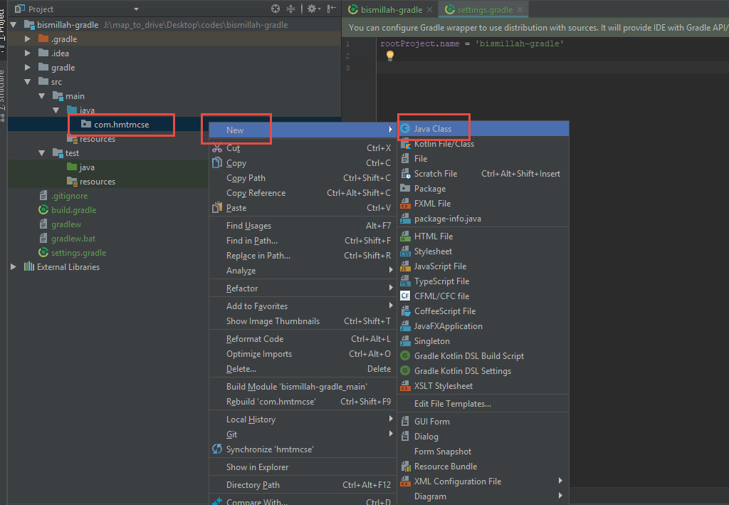 Create Gradle Java or Groovy Project using Intellij IDEA HMTMCSE