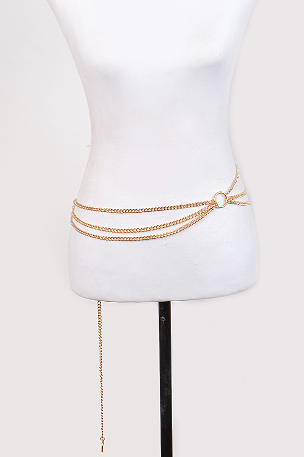 PB7512 GOLD Layered Chain ORing Belt Chain Belts