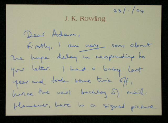 J.K. Rowling Signed Photo & First Impression "Harry Potter & the Philosophers Stone"