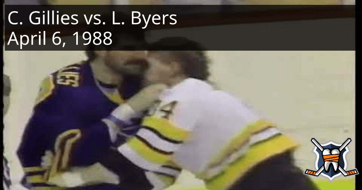Clark Gillies vs. Lyndon Byers, April 6, 1988 Buffalo Sabres vs