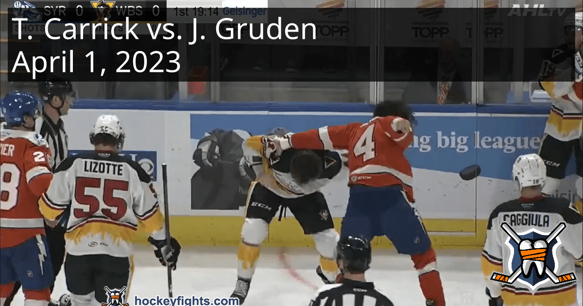 Trevor Carrick vs. Jonathan Gruden, April 1, 2023 Syracuse Crunch vs