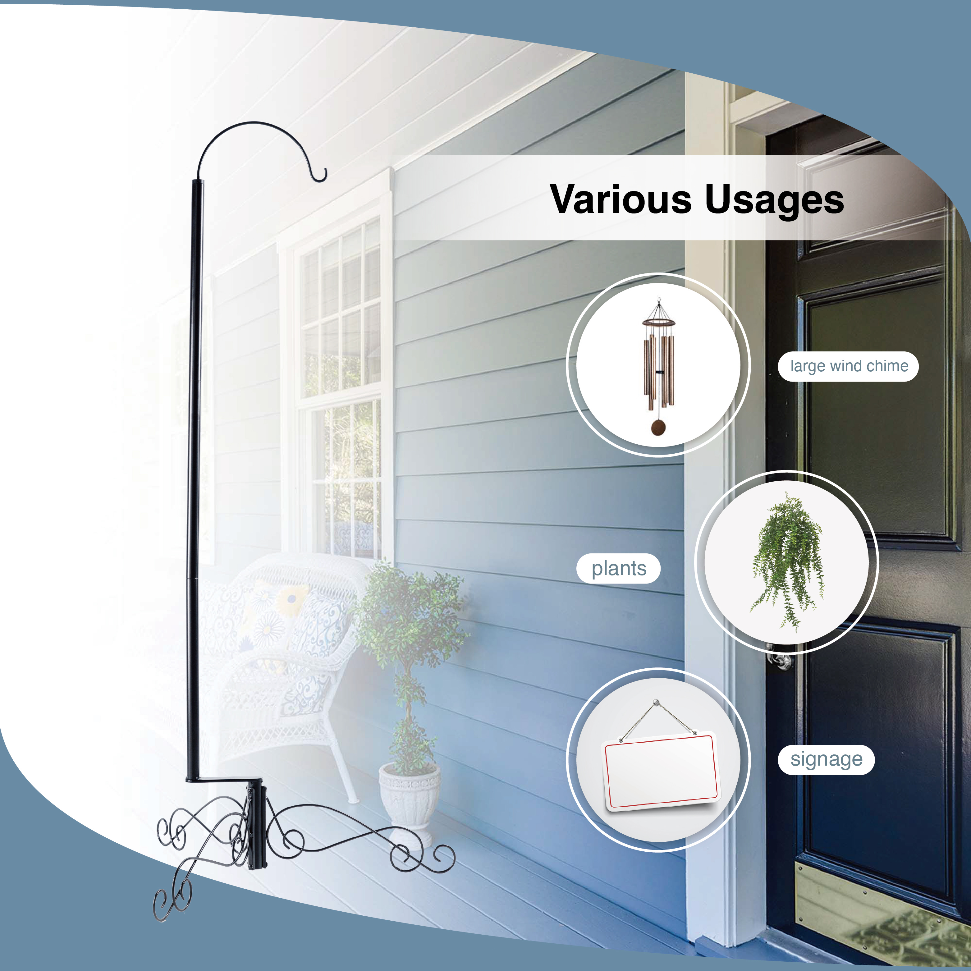 HOHIYA Wind Chime Stand for Large WindChimes for Mother Gifts Black 59 inch