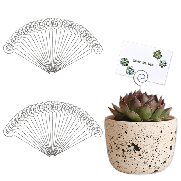 HOHIYA Floral Card Holders Picks Silver Plant Wire 50 Pcs