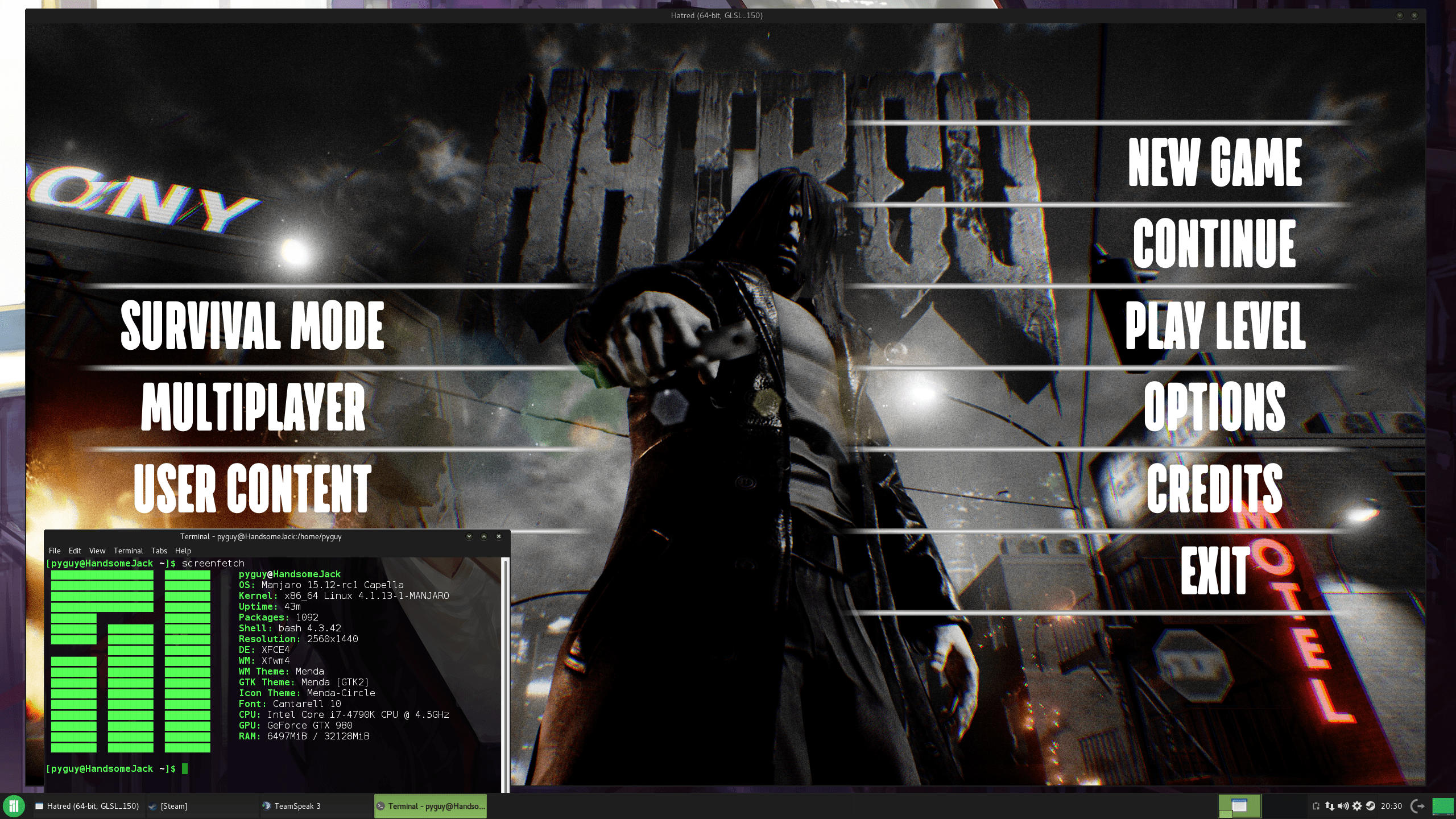 Hatred HOLARSE Spielen unter Linux